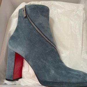 CHRISTIAN LOUBOUTIN Ankle Bootie Veau Velours Birgitta 100 Zip Around -